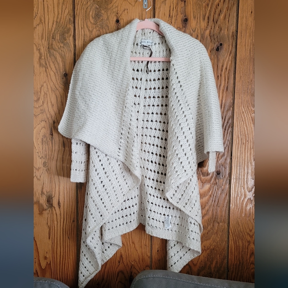 Cream colored open knit cardigan